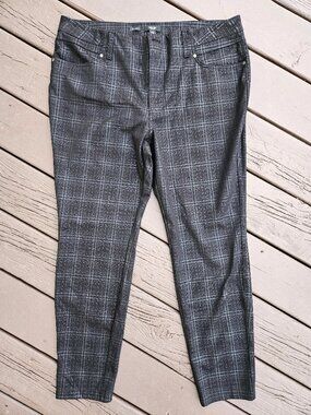 Simply Vera Vera Wang Skinny Ponte Dress Pants Gray Glen Check Plaid Size XXL